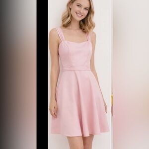 DAVIDS BRIDAL Satin Blush Pink Sleeveless Flared Skirt Dress NWOT